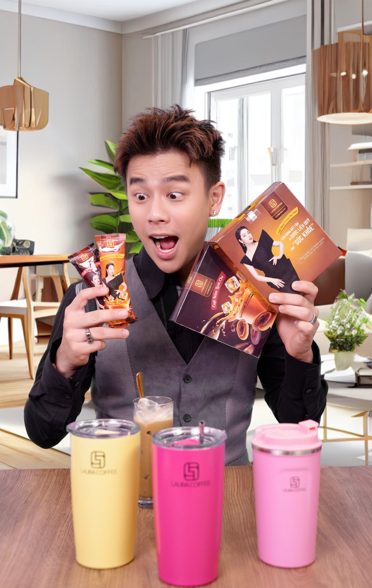  Cà phê Đông trùng Hạ thảo (Hộp 10 gói) Laura Coffee - Laura Sunshine Nhật Kim Anh 