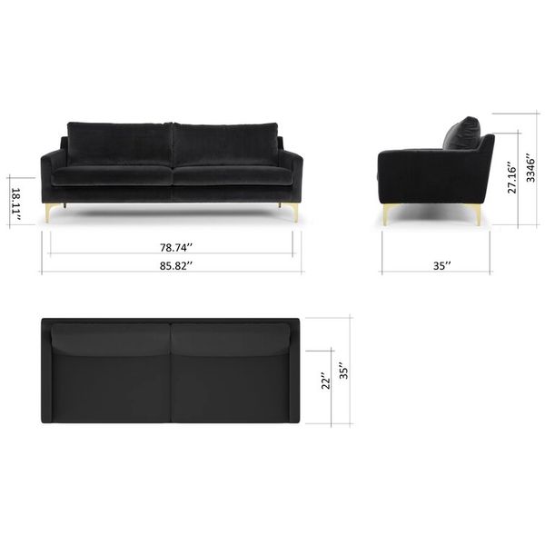 Sofa Băng BEYOURs (2 Seat) Vesta Sofa Black