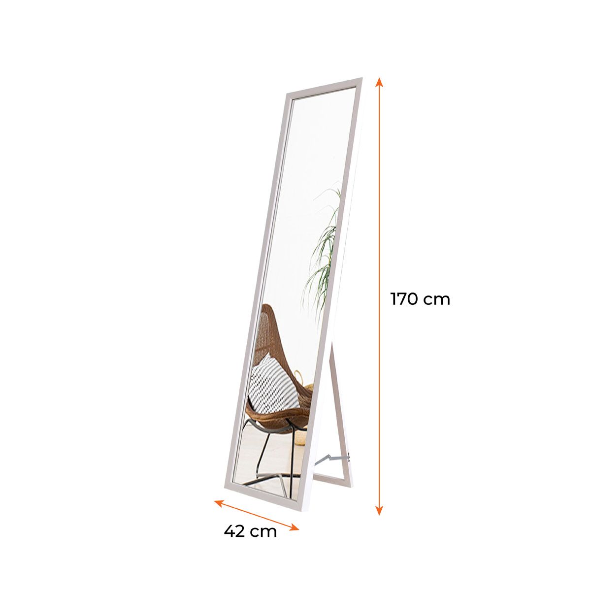 GƯƠNG ĐỨNG SOI TOÀN THÂN TRANG ĐIỂM KHUNG GỖ CÓ CHÂN GẬP A MIRROR WHITE