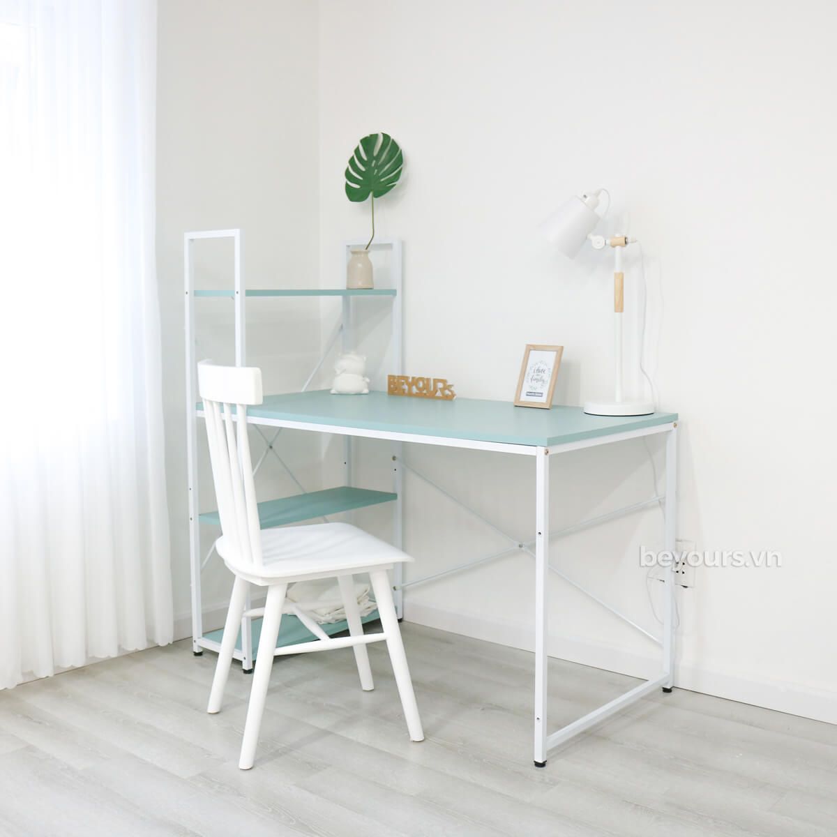 NEULY DESK BEYOURs BÀN LÀM VIỆC NEULY MẶT BÀN XANH, CHÂN TRẮNG