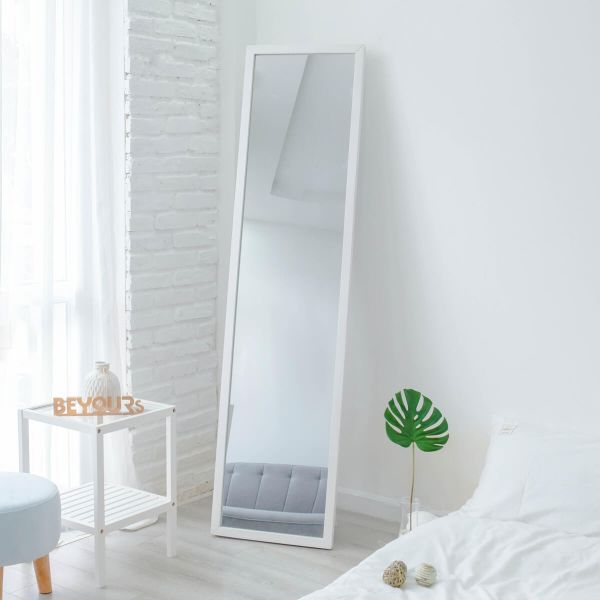 GƯƠNG ĐỨNG SOI TOÀN THÂN TRANG ĐIỂM KHUNG GỖ CÓ CHÂN GẬP A MIRROR WHITE