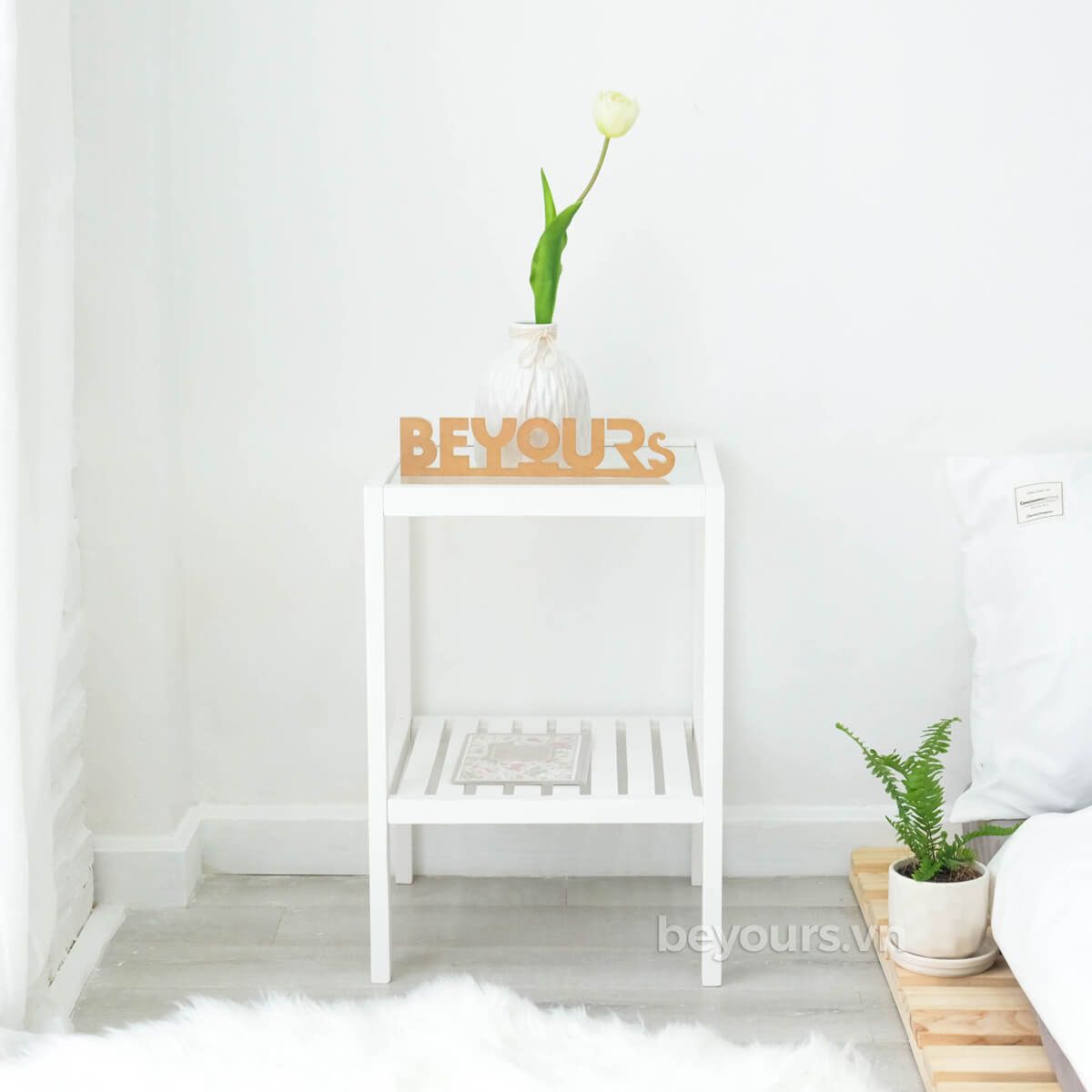 Tab Đầu Giường BEYOURs Glass Shelf White