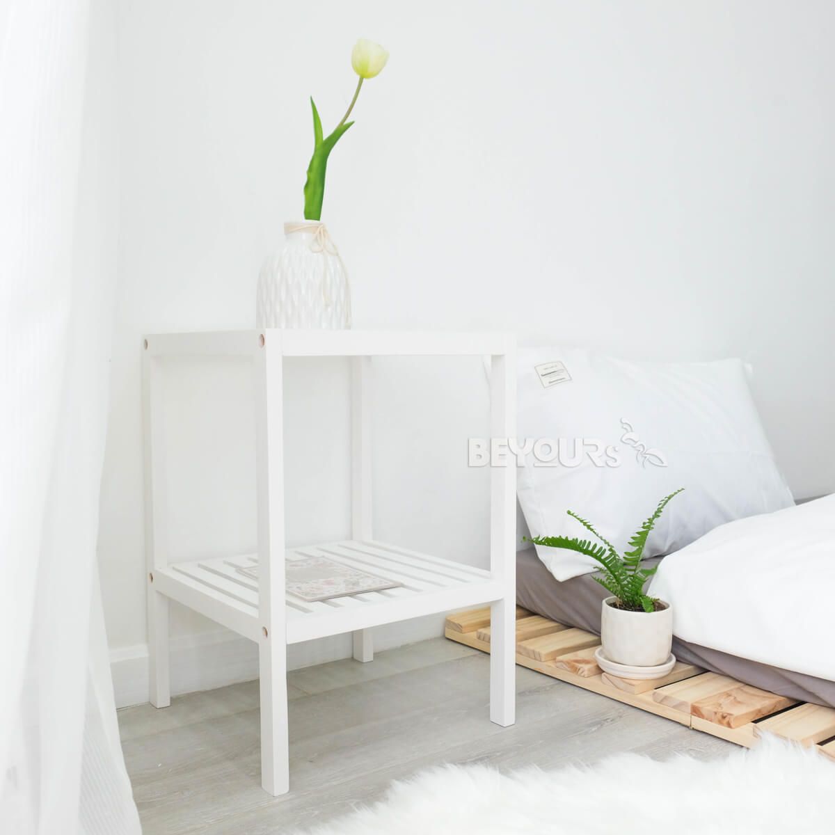 Tab Đầu Giường BEYOURs Glass Shelf White