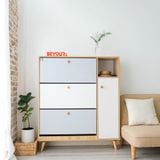 Tủ Giày Thông Minh BEYOURs Tủ Giày 3 Tầng Kèm Ngăn Xám Trắng Xám