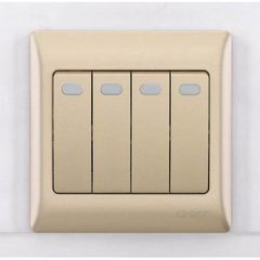 Bộ công tắc bốn 1 chiều 10AX 250V màu vàng