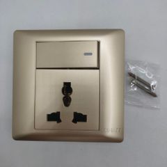 Bộ ổ cắm đa năng 3 chấu 13A, công tắc 1 chiều 16A 250V màu vàng