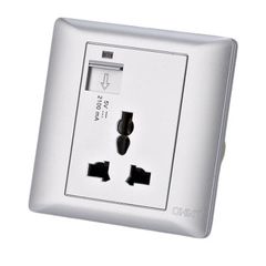 Bộ ổ cắm đa năng 3 chấu 13A 250V, ổ cắm sạc USB 2.1A màu trắng