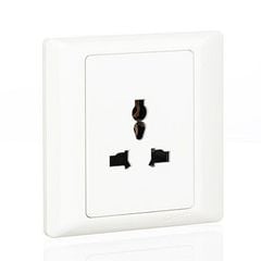 Bộ ổ cắm đơn đa năng 3 chấu 10A 250V màu trắng