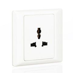 Bộ ổ cắm đơn đa năng 3 chấu 10A 250V màu trắng