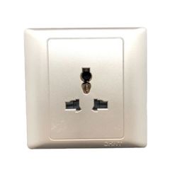 Bộ ổ cắm đơn đa năng 3 chấu 10A 250V màu vàng