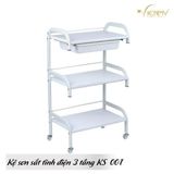 Kệ đẩy chân sắt sơn tĩnh điện, khay nhựa KS 001