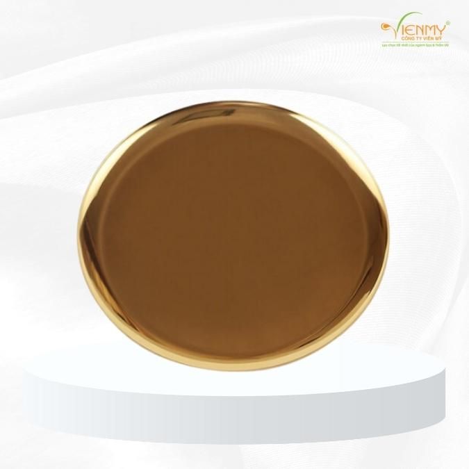 Khay inox tròn màu vàng