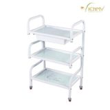 Kệ đẩy chân sắt sơn tĩnh điện, khay mặt kính KS 002