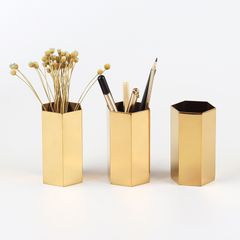 Lọ inox vàng- lục giác