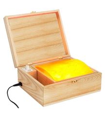 Hộp đá muối Himalaya massage chân Viên đá cong+ hộp gỗ  tốt DM 002