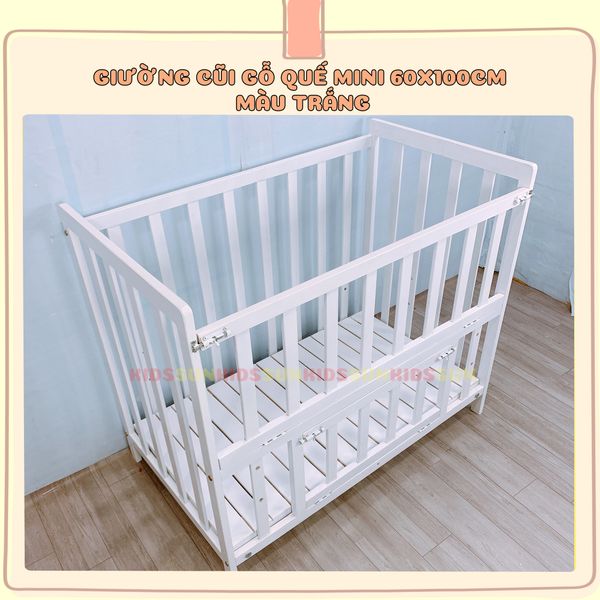 Giường Cũi Quế Mini KT 60x100cm KIDSSUN - Màu Trắng