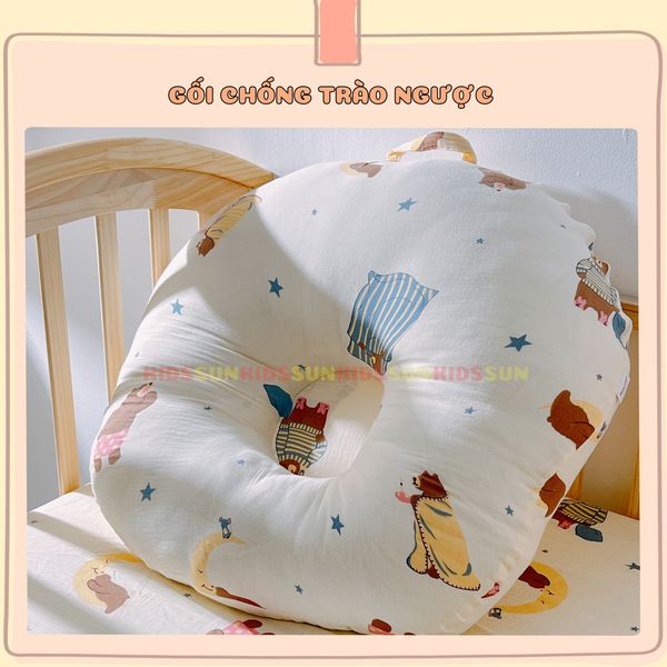 Gối Chống Trào Ngược Cho Bé KIDSSUN - Vải Cotton và Vải Muslin Cao Cấp