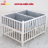 Giường Cũi Gỗ Quế Đôi Cho 2 Bé KT 110x130x86cm KIDSSUN - Màu Trắng