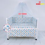 Giường Cũi Gỗ Quế 3 in 1 KT 80x120x86cm KIDSSUN - Màu Trắng