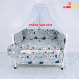 Giường Cũi Gỗ Quế 3 in 1 KT 70x110x86cm KIDSSUN - Màu Trắng