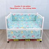 Giường Cũi Gỗ Quế 3 in 1 KT 80x120x86cm KIDSSUN - Màu Trắng