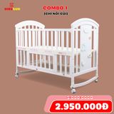 Nôi Cũi Đa Năng 6 in 1 KIDSSUN (Cũi+ 6 Sản Phẩm Quà Tặng) - Màu Trắng