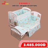 Nôi Cũi Đa Năng 6 in 1 KIDSSUN (Cũi + Bộ Quây Ga Cotton 100%) - Màu Trắng