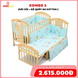 Nôi Cũi Đa Năng 6 in 1 KIDSSUN(Cũi+Bộ Quây Ga Cotton 100%) - Màu Tự Nhiên