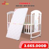 Nôi Cũi Đa Năng 6 in 1 KIDSSUN (Cũi + Đệm) - Màu Trắng