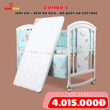 Nôi Cũi Đa Năng 6 in 1 KIDSSUN (Cũi + Đệm Xơ Dừa + Bộ Quây Ga Cotton 100%) - Màu Trắng