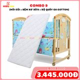 Nôi Cũi Đa Năng 6 in 1 KIDSSUN (Cũi + Đệm Xơ Dừa + Bộ Quây Ga Cotton 100%) - Màu Tự Nhiên