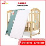 Nôi Cũi Đa Năng 6 in 1 KIDSSUN (Cũi + Đệm) -  Màu Tự Nhiên