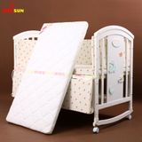 Nôi Cũi Đa Năng 6 in 1 KIDSSUN (Cũi + Đệm Xơ Dừa + Bộ Quây Ga MusLin) - Màu Trắng