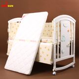 Nôi Cũi Đa Năng 6 in 1 KIDSSUN (Cũi + Đệm Xơ Dừa + Bộ Quây Ga MusLin) - Màu Trắng