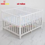 Giường Cũi Gỗ Quế Đôi Cho 2 Bé KT 110x130x86cm KIDSSUN - Màu Trắng