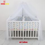 Giường Cũi Gỗ Quế Đôi Cho 2 Bé KT 110x130x86cm KIDSSUN - Màu Trắng