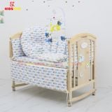 Nôi Cũi Đa Năng 6 in 1 KIDSSUN - Combo Trọn Bộ Đầy Đủ Cotton(Tặng Bộ Treo Đồ Chơi Cho Bé) - Màu Tự Nhiên