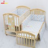 Nôi Cũi Đa Năng 6 in 1 KIDSSUN(Cũi+Bộ Quây Ga Cotton 100%) - Màu Tự Nhiên