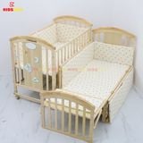 Nôi Cũi Đa Năng 6 in 1 KIDSSUN (Cũi + Bộ Quây Ga Muslin Cao Cấp) - Màu Tự Nhiên