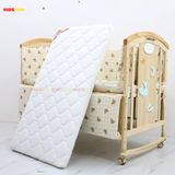 Nôi Cũi Đa Năng 6 in 1 KIDSSUN (Cũi+Đệm Xơ Dừa+Bộ Quây Ga Muslin) - Màu Tự Nhiên