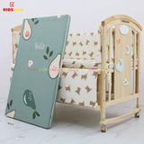 Nôi Cũi Đa Năng 6 in 1 KIDSSUN (Cũi+Đệm Bông Ép+Bộ Quây Ga Muslin) - Màu Tự Nhiên