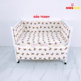 Giường Cũi Gỗ Quế 3 in 1 KT 80x120x86cm KIDSSUN - Màu Trắng