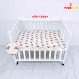 Giường Cũi Gỗ Quế 3 in 1 KT 80x120x86cm KIDSSUN - Màu Trắng