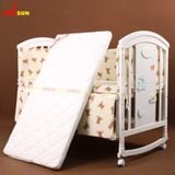 Nôi Cũi Đa Năng 6 in 1 KIDSSUN (Cũi + Đệm Xơ Dừa + Bộ Quây Ga MusLin) - Màu Trắng