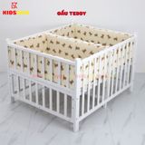 Giường Cũi Gỗ Quế Đôi Cho 2 Bé KT 110x130x86cm KIDSSUN - Màu Trắng