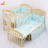 Nôi Cũi Đa Năng 6 in 1 KIDSSUN(Cũi+Bộ Quây Ga Cotton 100%) - Màu Tự Nhiên