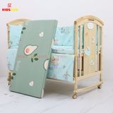 Nôi Cũi Đa Năng 6 in 1 KIDSSUN (Cũi+Đệm Bông Ép + Bộ Quây Ga Cotton 100%) - Màu Tự Nhiên