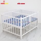 Giường Cũi Gỗ Quế Đôi Cho 2 Bé KT 110x130x86cm KIDSSUN - Màu Trắng