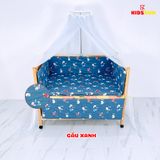 Giường Cũi Gỗ Quế 3 in 1 KT 70x110x86cm KIDSSUN - Màu Tự Nhiên