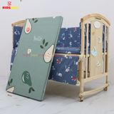 Nôi Cũi Đa Năng 6 in 1 KIDSSUN (Cũi+Đệm Bông Ép + Bộ Quây Ga Cotton 100%) - Màu Tự Nhiên